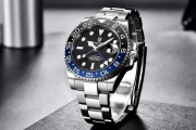 Pagani Design PD-1662 Men's Luminous GMT Mechanical Watch Luxury Daydate Stainless Steel Waterproof Automatic Wristwatch BLACK/BLUE